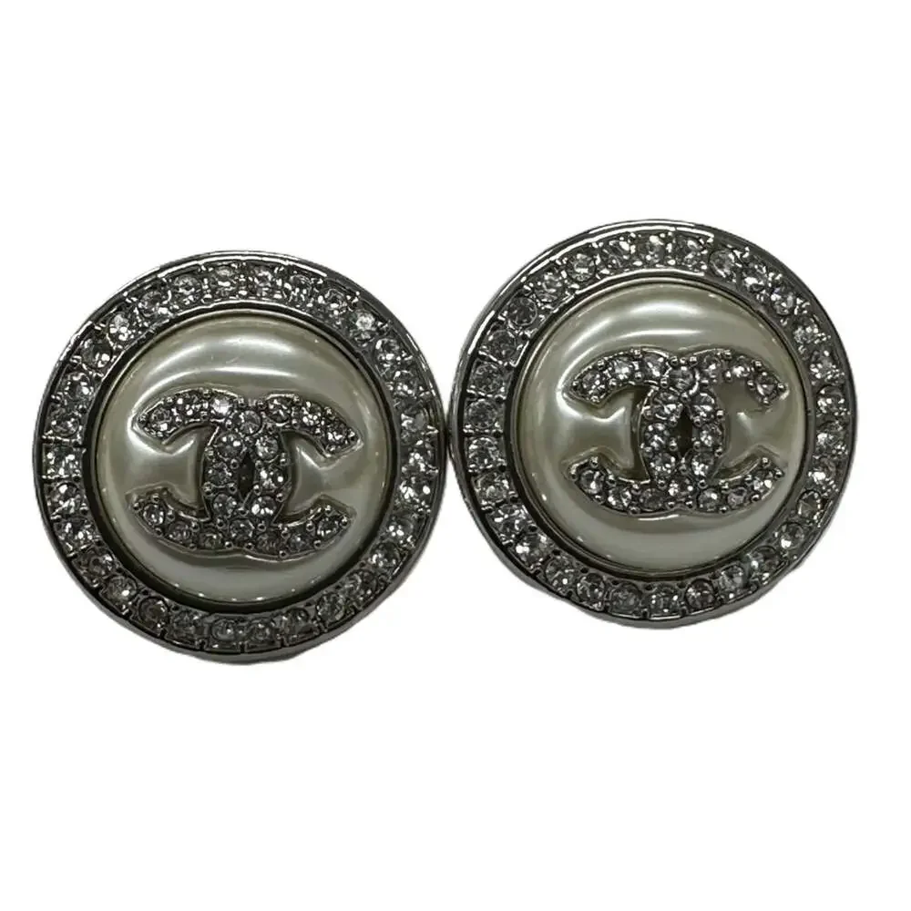 Chanel Cc Logo Round Earrings Sterling #256810C96B - Picture 1 of 9